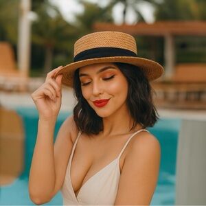 THE CLASSIC MANDALAY EDIT WIDE BRIM RIBBON STRAW HAT
( Black )